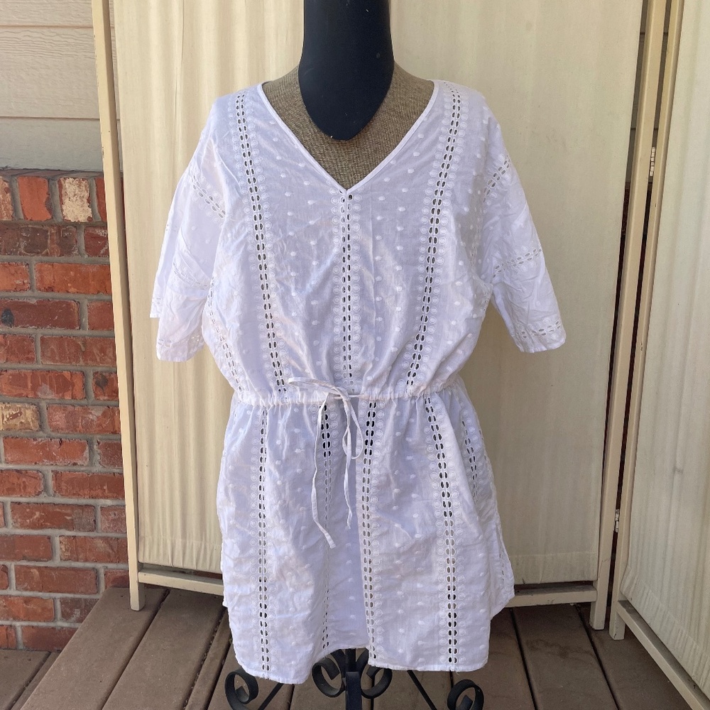 Gap White Cotton Embroidered Eyelet Dress/Coverup